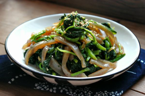 輕斷食-魔芋粉拌菠菜圖